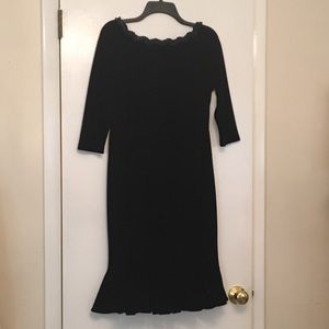 Lonyuas Black Velvet Midi dress